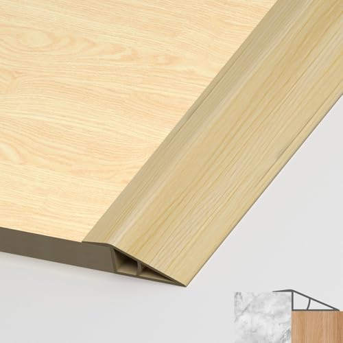 LIHIQIYA Bande de seuil en PVC, profil de transition autocollant, bande de transition pour sol, réglage de hauteur et bande de couverture pour parquet et sols stratifiés (veinage bois, 17 mm à 20 mm