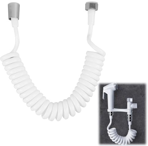 Manguera De Ducha Flexible De Resorte En ABS, Tubo Telescópico De 3M Para Bidet, Pulverizador De Inodoro Y Ducha, Material Ecológico, Color Blanco Manguera Flexible Trenzada Ducha