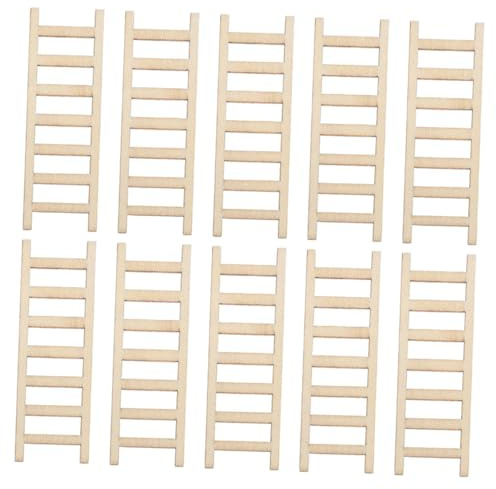 WEKAMOS 100pcs Miniature Wooden Ladder Smooth Finish Realistic Dollhouse Accessory DIY Craft for Micro Landscape Model Decor Tiny Furniture Ornament