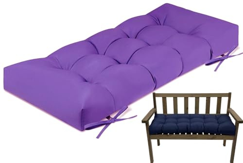 uyeoco 8cm Dickes Bankauflage Bankkissen, Sitzkissen Bank Sitzauflage Innen Outdoor, Gute Qualität Waschbare Gartenbank Auflage, Rechteck Sitzkissen Groß Für Stuhl Boden Bürostuhl(Violet,50x120cm)