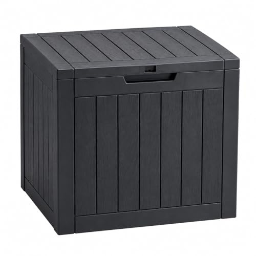 Durabull Indoor/Outdoor 120L Storage Box. Weather-Resistant. Plastic Wood Plank Effect Garden, Balcony, Tool, Toy, Parcel or General Storage Box. Large Capacity. (Anthracite)