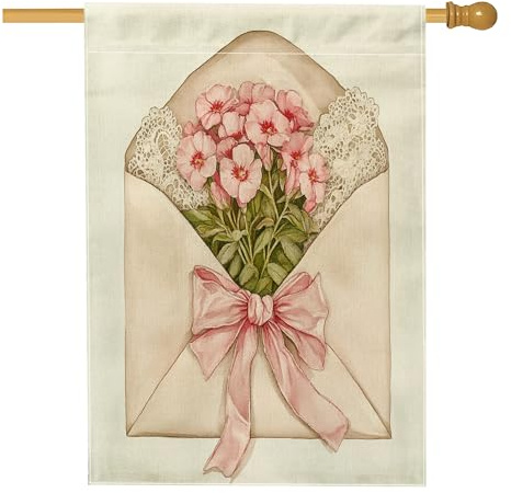 Banderas de geranio de primavera de 28 x 40 pulgadas, de doble cara, divertidas flores y hojas, banderas estándar de arpillera para el hogar, banderas florales para decoración al aire libre