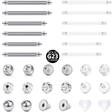 CIZME Titane 14G Piercings Téton Langue Barre Droite Flexible UV Argenté