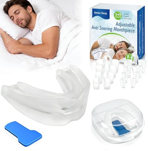 Anti Snoring Devices Snoring Aids for Men Women with 8 PCS Silicone Nose Dilators, Anti Snoring Mouthpiece- Effective& Comfortable Anti Snore Stopper to Stop Snoring, Enjoy Sleep
