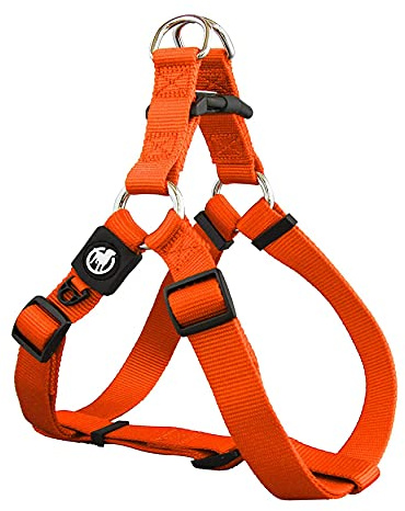 DDOXX Nylon Step-In Hundegeschirr - Verstellbare Brust Welpengeschirr für alle Größen - XXS (Orange)