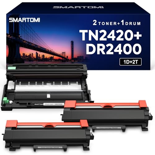 SMARTOMI Replacement DR2400 DR-2400 Drum Unit and TN2420 Black Toner Cartridge for Brother MFC L2710dw MFC-L2710dw HL-L2370dn L2370DN DCP L2710DW L2310D HL-L2310D L2350DW L2370DW(2K+1D)