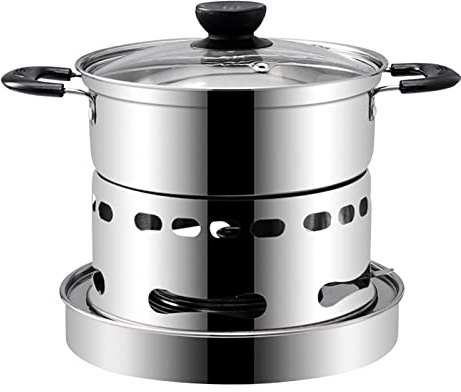 IGTOPS Spirituskocher mit Topf,Edelstahl-Alkohol-Heizkessel,Kochtopf für draußen,Einstellbare Feuergröße.Ideal zum Campen und Wandern,für die Zubereitung von Suppen zu Hause. (16cm)