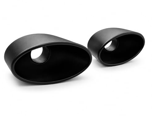 2x Auspuffblende Endrohre Blenden schwarz oval groß 180x120mm Auspuff Edelstahl Duplex Sportauspuff (Passend für 50mm Anschluß)