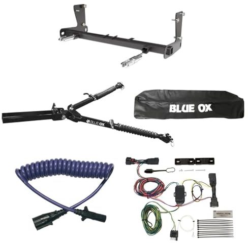 Blue Ox Alpha Tow Bar & Baseplate Combo with Electrical Cable Extension & EZ Light Wiring Harness fits 2018 2024 Jeep Wrangler JL | Includes TrendsAuto Decal
