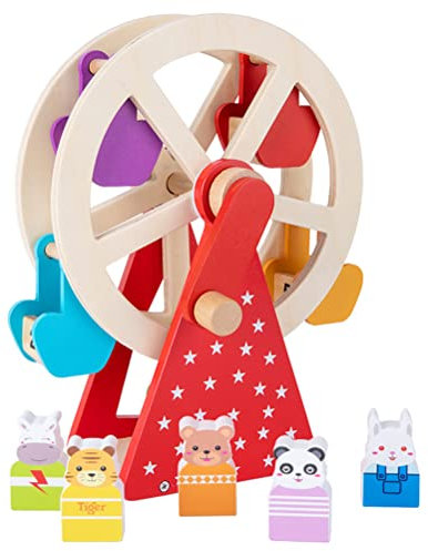 Holz-Riesenrad-Spielzeug, Karneval, Holzspielzeug, Riesenrad-Spielzeug, Holzpuzzles mit Tierfiguren, Vormontiert mit Stabiler Holzkonstruktion (Schütteln Sie den Ferstro mit der