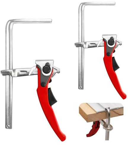 2 Pezzi Morsetto Falegname, Acciaio Sgancio Rapido Regolabile Morsetti Falegname con Capacità di 160 mm e Profondità Della Gola 60mm, Una Mano Morsetto a Vite per Legno