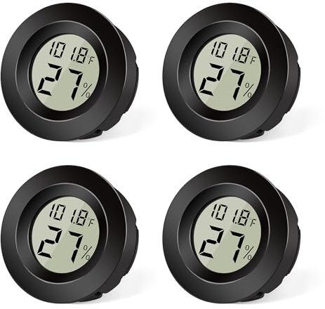 Termómetro Higrómetro Digital 4 Piezas - Higrómetro Interior para Casa, Invernadero, Bodega y Más | Monitoreo en Tiempo Real para Sala, Sótano, Almacén o Terrario