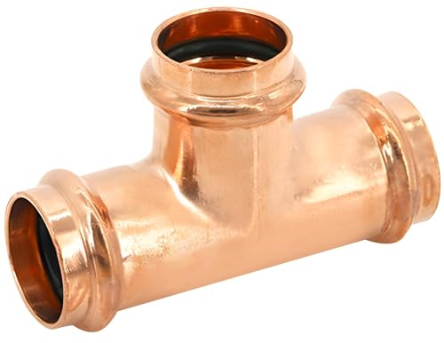 Kupfer-T-Pressfitting 15 mm, bleifreier Doppelpressverbinder, robuste Sanitärverbindung für Wasser- und Heizungssysteme