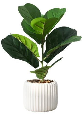 WENH 38 cm Faux Ficus Arbre Artificiel Feuilles de Violon Tropical Banyan Plantes Branche Plastique Figuier Feuillage Faux Caoutchouc for Bureau à Domicile