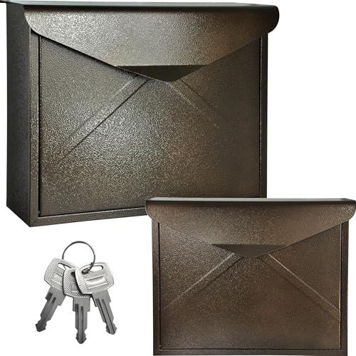 ALSTEN TECH Designer Briefkasten Wandbriefkasten Postkasten Braun Antik | Ohne Zeitungsrolle, A4/C4 geeignet, mit 3 Schlüsseln, wetterfest und korrosionsbeständig