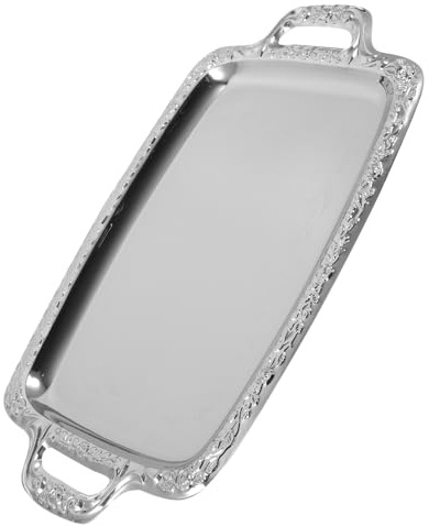 Toyvian Vassoio da Portata Vintage in Metallo Argento Vassoio da Servizio Elegante per Sala da Pranzo e Casa per Servire Cibo