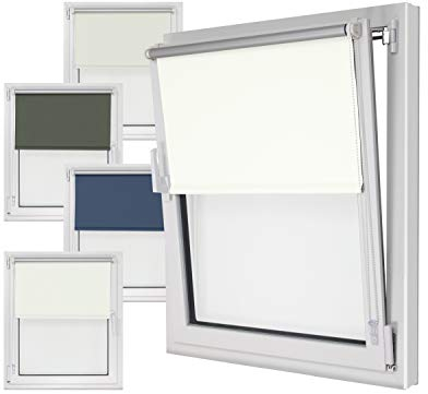 Seitenzugrollo „Blackout“ in 4 Farben & in 6 Größen - Verdunkelungsrollo mit reflektierender Rückseite – kinderleichte 3-Step Montage, ca. 80 x 210 cm, weiß