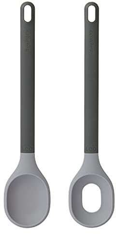 BergHoff Salat Servierset - Leo (Salatbesteck, zum servieren von Salaten / Gemüse, Salatgabel mit Silikon, Griffe Soft Touch, Servierlöffel spülmaschinenfest) 3950101