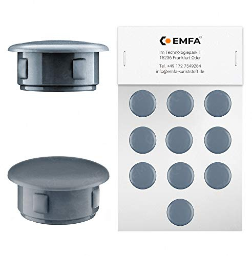 EMFA Abdeckstopfen für Bohrung Durchmesser 10 mm Anthrazit RAL 7016 Blindstopfen Abdeckkappen Endkappen Verschlusskappen 50 Stück Kopfdurchmesser 13 mm, Borloch 1 cm