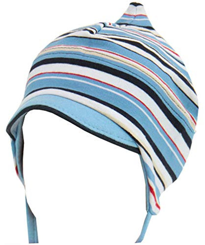 maximo Jungen Baby-Mütze mit Schirm Ringel hellblau, Gr. 37,UV-Schutz 50+ (37)