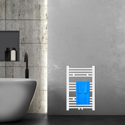 VILSTEIN® Badheizkörper [70x45cm] - Handtuchheizkörper Elektrisch Nutzbar - Handtuchtrockner Badezimmer - Handtuch Heizkörper Bad mit Seitenanschluss - Handtuchheizung - Wandheizkörper (Weiß)