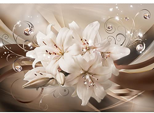 Runa Art Fototapete Blumen Lilien Modern Vlies Wohnzimmer Schlafzimmer - Made in Germany - 308 x 220 cm Braun 9433010a