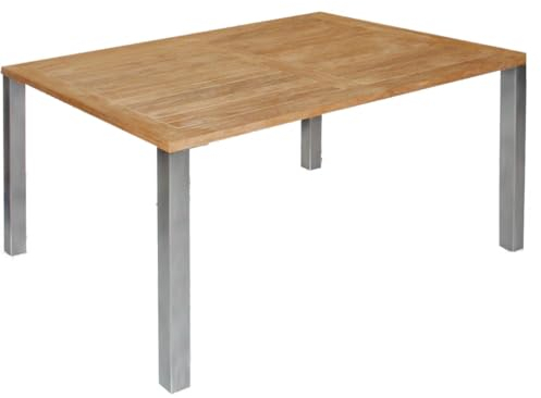 Matahari Gartentisch moderner Esstisch Taurus 140x101 cm Teakholz/Edelstahl für 6 Personen, ST-T1-160-A