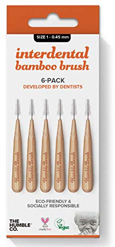 The Humble Co. Interdentalbürste - Bambusgriff - Mittel - Orange - 4er Pack (24 Stk. à 6 Stk. U-förmig, Bambusborsten, Vegan, Erwachsene, Unisex)