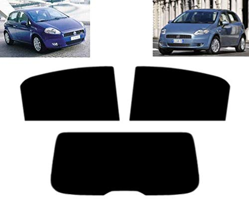 Passgenaue Tönungsfolie für-FIAT Grande Punto 5-Türen 2005-2009 Heck/Seitenscheiben (05% Tiefschwarz)