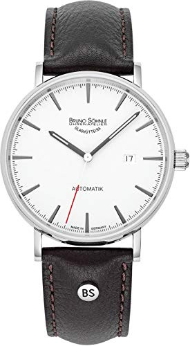 Bruno Söhnle 17-12218-241 München Automatik I Herren-Armbanduhr, Atelierkaliber BS175, Edelstahlgehäuse, Saphirglas, Lederarmband, mit Faltschließe, 5 bar