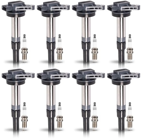 ENA 8 Ignition Coil Pack and Iridium Spark Plug Compatible with Jaguar S-Type Super Vanden Plas XF XJ8 XJR XK XK8 XKR Range Rover 2004 2005 2006 2007 2008 2009 2010 4.2 4.4 Replacement for UF519 7090