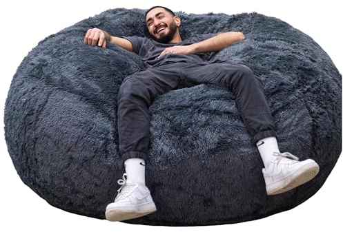 bananair - Sitzsack XXL mit Füllung für Erwachsene - Ultra Weich und Bequem mit Schaumstoff Füllung - Maschinenwaschbarer Bezug - Giant Bean Bag Chair, Sofa, Bed, Couch (160 cm, Grau)