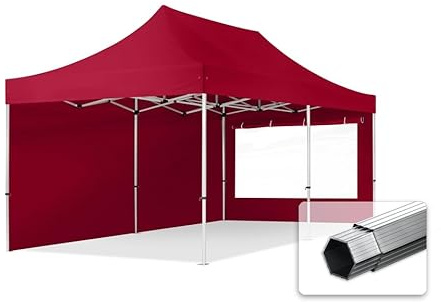 TOOLPORT 3x6 m Tonnelle Pliante Alu, PES 800, côtés panoramiques, Rouge