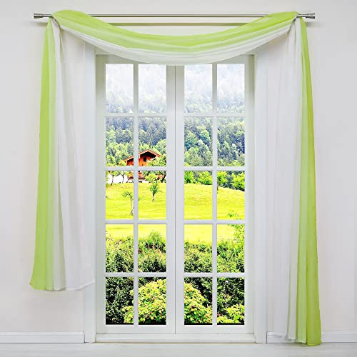 SCHOAL Querbehang Gardine Freihanddeko aus transparentem Voile Deko Gardinen Schals Vorhang Farbverlauf Grün HxB 140x500cm