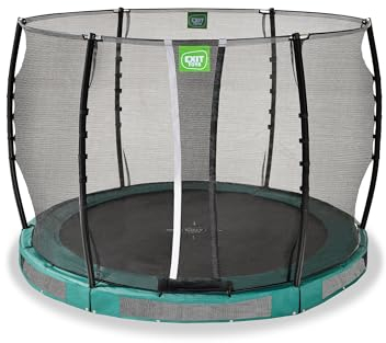EXIT Allure Classic Rundes Bodentrampolin - ø305cm - Mit Fußschutzsystem & Sicherheitsnetz - Wasserabweisend - Starkes Großtrampolin - Für alle Altersgruppen - Rundes Bodentrampolin - Grün