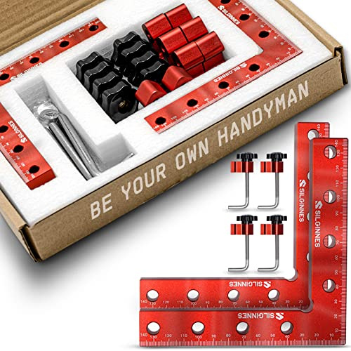 Silginnes 90 Degree Positioning Squares Right Angle Clamps for Woodworking - 2 Pack （5.5*5.5） Aluminium Alloy Corner Clamp Woodworking Carpenter Clamping Tool for Picture Frame Box Cabinets Drawers