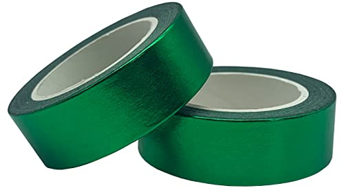 aufodara 2 Rollen 10m x 15mm Washi Tape Set Deko Klebeband Glitter Metallic Goldfarbe DIY Scrapbook Basteln (Grün)