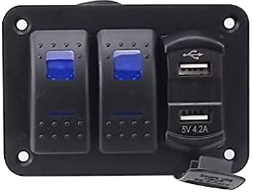 iSpchen Wippschalter Panel Duale USB Auto Ladegerät 12-24V LED Kippschalter KFZ Schalter Panel Wasserdichte Schalttafelschalter für Auto Boote Yacht Wohnmobil Wohnwagen Modifikations Schaltpanel