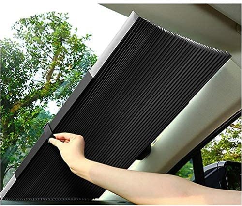 SBYMX Sonnenschutz Auto Teleskopisch Heckscheibe Und Frontscheibe Innen Sonnenschutz Aluminium Saugnapf Auto Uvschutz für Kleine Autos SUV LKW（70cm）