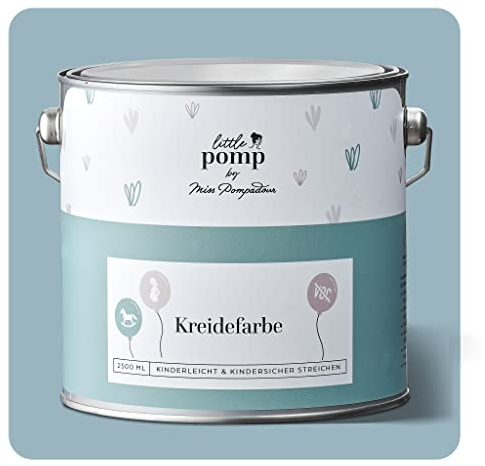 MissPompadour Wandfarbe Kinderzimmer Blau & Edel 2,5L mit hoher Deckkraft - geruchsneutrale, spritzfreie Kreidefarbe - atmungsaktiv, wasserbasiert, VOC-frei - LittlePomp