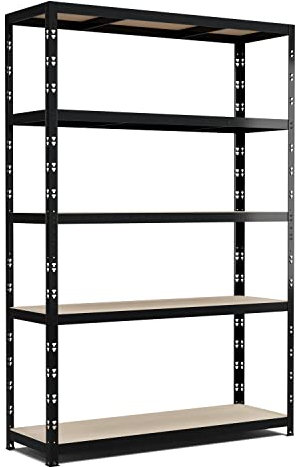 BLUMIE Estantería de Almacenamiento Estante Modular y Versátil para Taller, Garaje, Bodega...Cargas Pesadas 180 x 120 x 40 cm, Color Negro