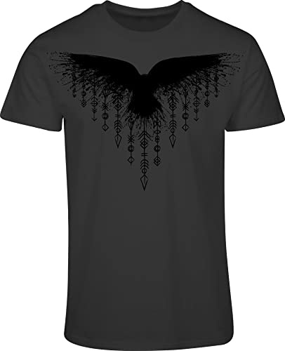 Wikinger Shirt Herren : Runenrabe - Rabe T-Shirt Wikinger Geschenke für Männer - Wikinger Kleidung (XXL)