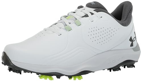 Under Armour Herren Drive Pro Wide Golfschuh, (100) Weiß/Weiß/Metallic Gun Metal, 42.5 EU Weit