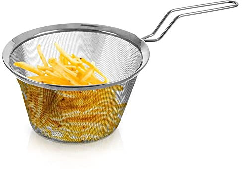 Drahtkorb Korb Fritierkorb Friteuse zum Braten von Pommes mit Griff Edelstahl 19,5