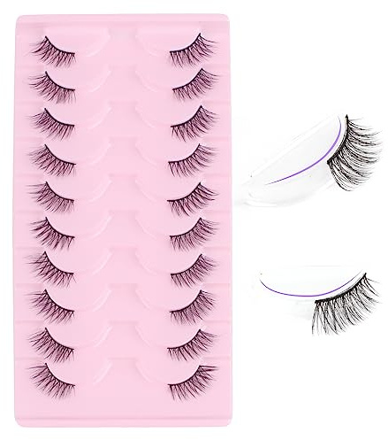 Oreola False Eyelashes 10 Pairs Half Lashes Natural Cat Eye Lashes Wispy Corner Eyelashes Natural Handmade Reusable