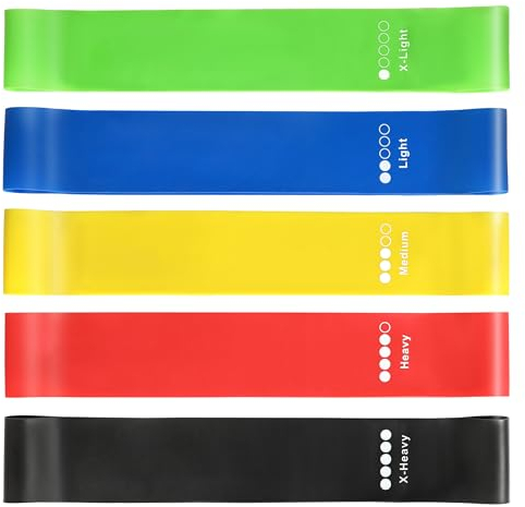 Resistance Bands for Working Out, Set of 5 Resistance Loop Exercise Bands, Elastic Workout Bands for Women and Man Home Gym Yoga Strength Training Exercise Equipment Essentials Fitness Accessories