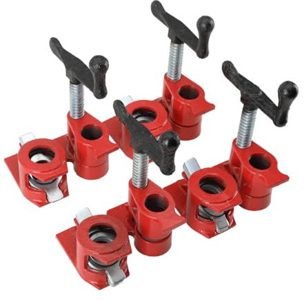 Lfhelper 4 Set Woodworking Pipe Clamps, 3/4 Kit Heavy Duty Wood Carpenters Clamp Set, Screw Clamp Bar Clamp DIY Hand Tool Kit