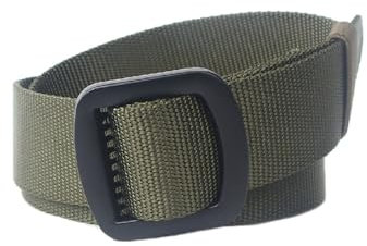 tooloflife Taktischer Canvas-Gürtel, quadratische Schnalle aus Legierung, robuster Nylon-Taillengürtel, verstellbarer Stoffgürtel für Damen und Herren, grün, 110 cm