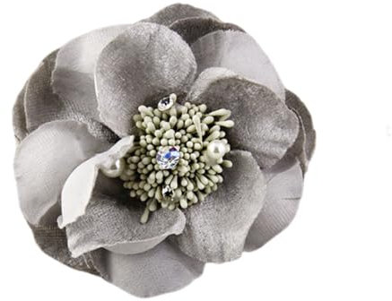 Kabelife Blume Broschen Rose Haarclip Haarspange Anstecknadel für Schals, Mützen, Anzug, Mantel, Pullover, Party-Accessoires für Frauen Mädchen(Grau)