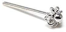 Inmaculada Romero IR Bastone Dritto per Piercing al Naso in Argento Sterling 925 con Motivo Floreale Liscio, Petali Traforati